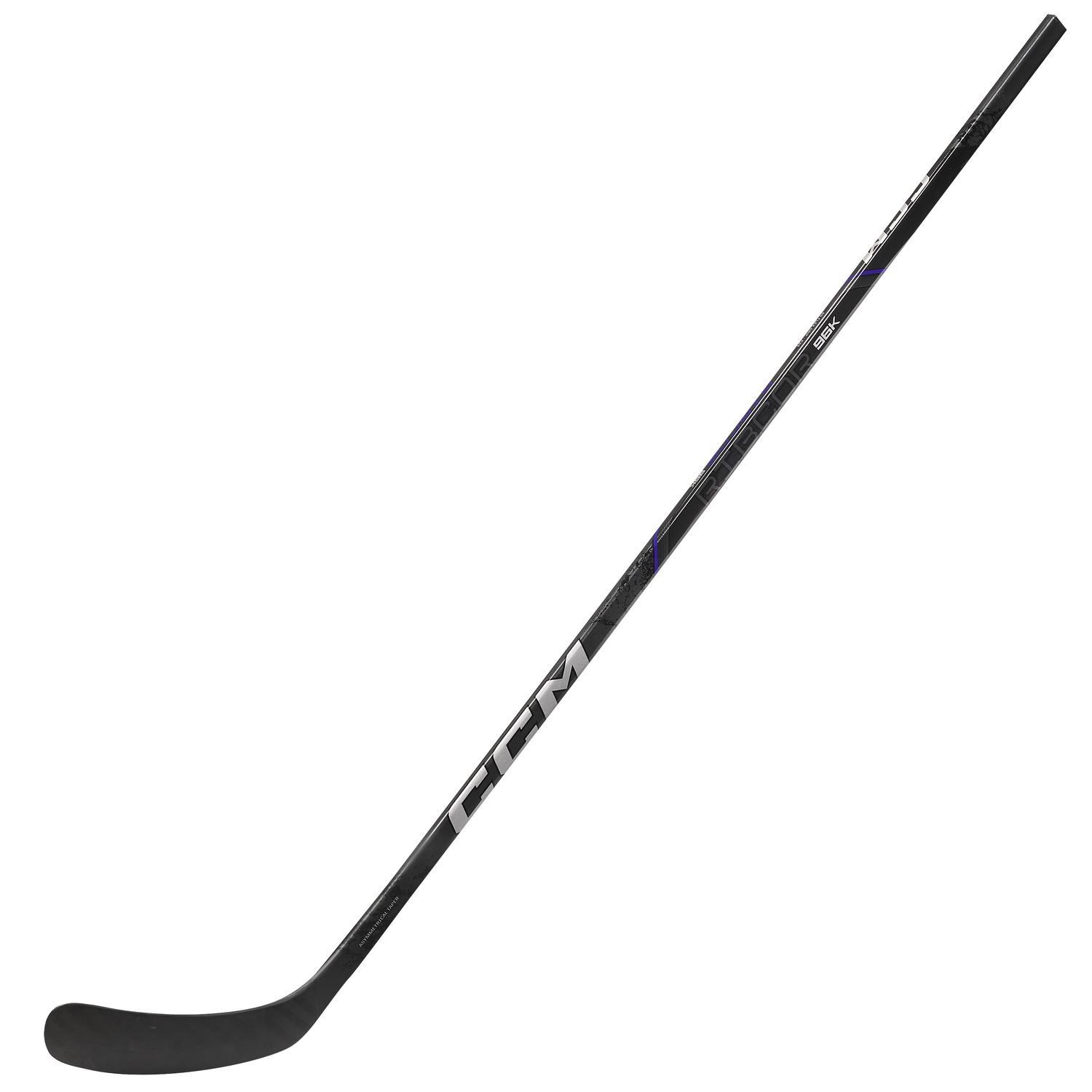 The CCM Ribcor Trigger 96K Intermediate hockey stick is built for developing players, featuring a low-kick point, optimized flex, and lightweight carbon construction.