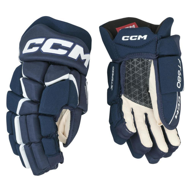 CCM JetSpeed FT680 SR Hockey Gloves (15''/38cm, Bela/temno modra (navy)) CCM JetSpeed FT680 SR Hockey Gloves (15''/38cm, Bela/temno modra (navy))