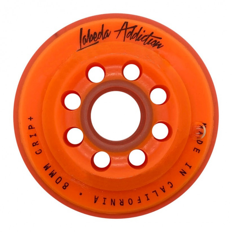 LABEDA Addiction Grip Plus 4-pack Roller Hockey Wheels (Orange, 80 mm) LABEDA Addiction Grip Plus 4-pack Roller Hockey Wheels (Orange, 80 mm)