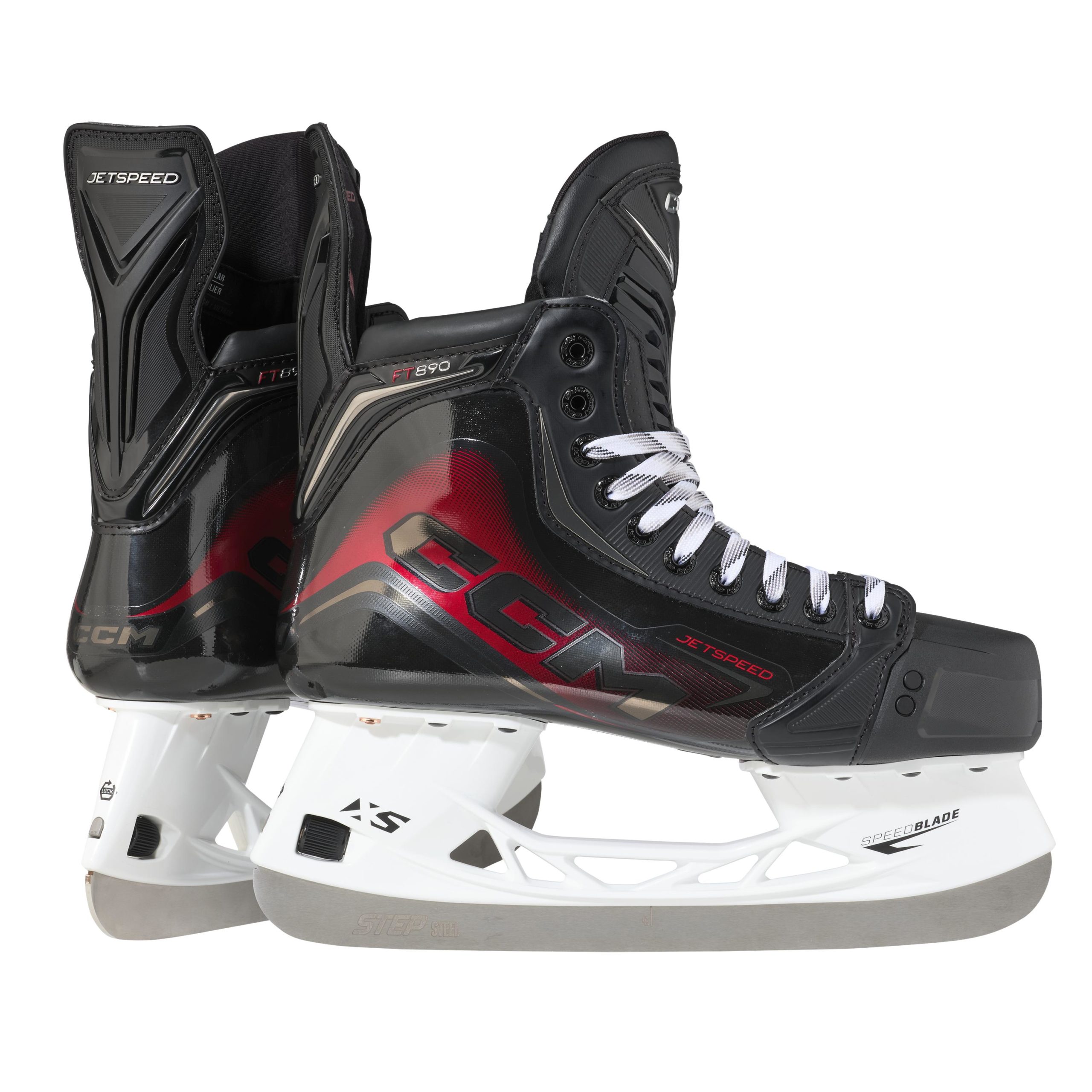 The JETSPEED FT890 skates offer the perfect blend of performance and comfort for competitive players. The one-piece boot enhances energy transfer and provides a close, responsive fit for quicker strides.