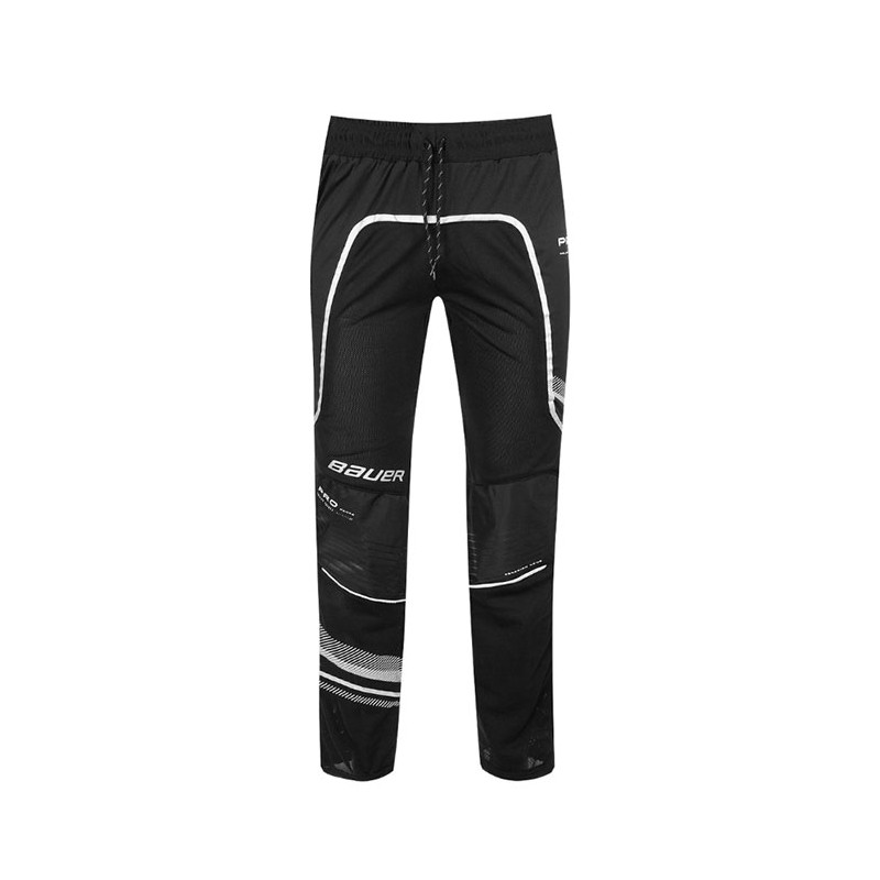 The Bauer Team Roller Hockey Pants are built to be lightweight and highly breathable while offering a tapered fit for a comfortable hockey experience. A tall elastic waistband provides a flexible fit while a lace tie makes sure the pants don't slip around during gameplay. Abrasion-resistant knee panels add durability to wear-and-tear, and Bauer graphics add the perfect amount of style to your game.