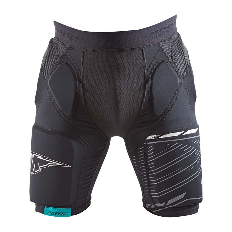 Mission RH Compression Girdle for inline hockey is designed for superior protection and comfort with high compression and an excellent fit. It features multi-layered protection at key areas including the thighs, hips, and tailbone, ensuring safety during intense play. Made from elastic material, it allows for full mobility while maintaining top-notch breathability and comfort.