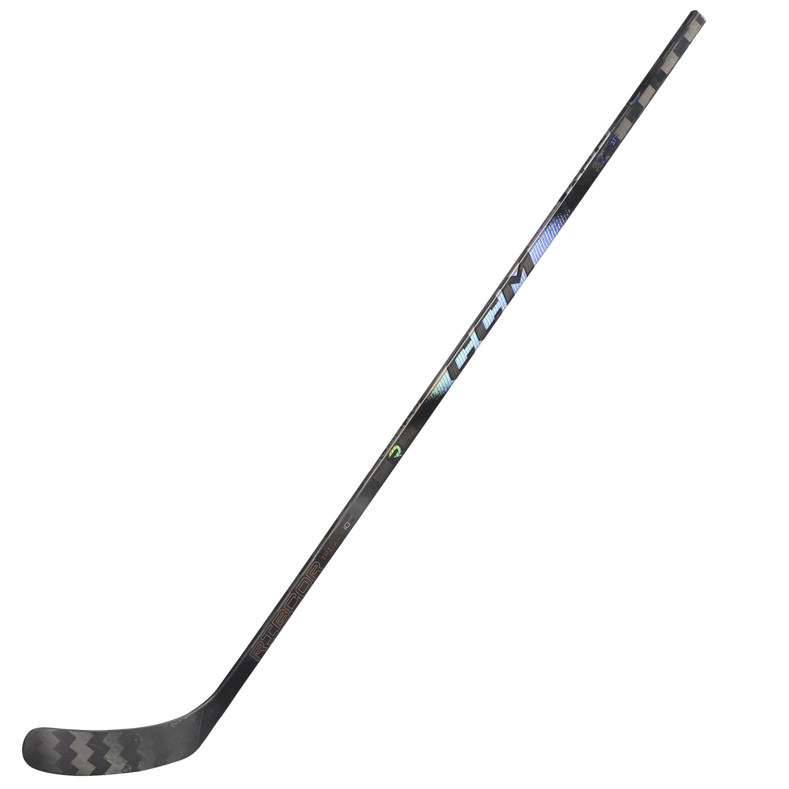 The CCM Ribcor Trigger 10 Pro Chrome YTH is a top-tier composite hockey stick designed for young players seeking quick shot release and precision. With advanced carbon fiber construction and an optimized low kick point, it enables players to execute shots swiftly and accurately.