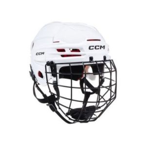 CCM Tacks 70 SR Hockey Helmet With Cage (White, M)