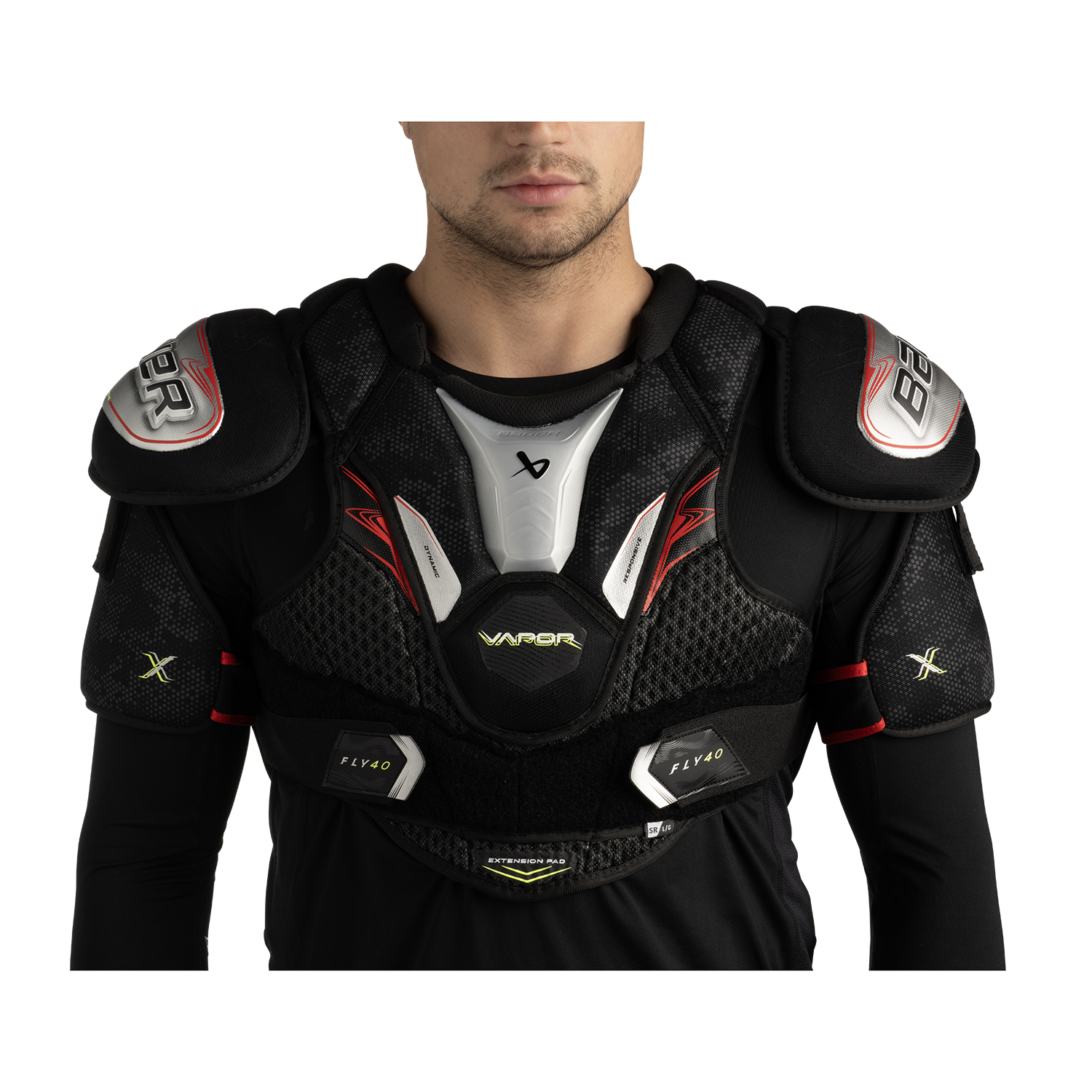 Stay light and protected â the Bauer Vapor Fly40 intermediate shoulder pads offer the perfect balance of mobility and comfort for growing players.