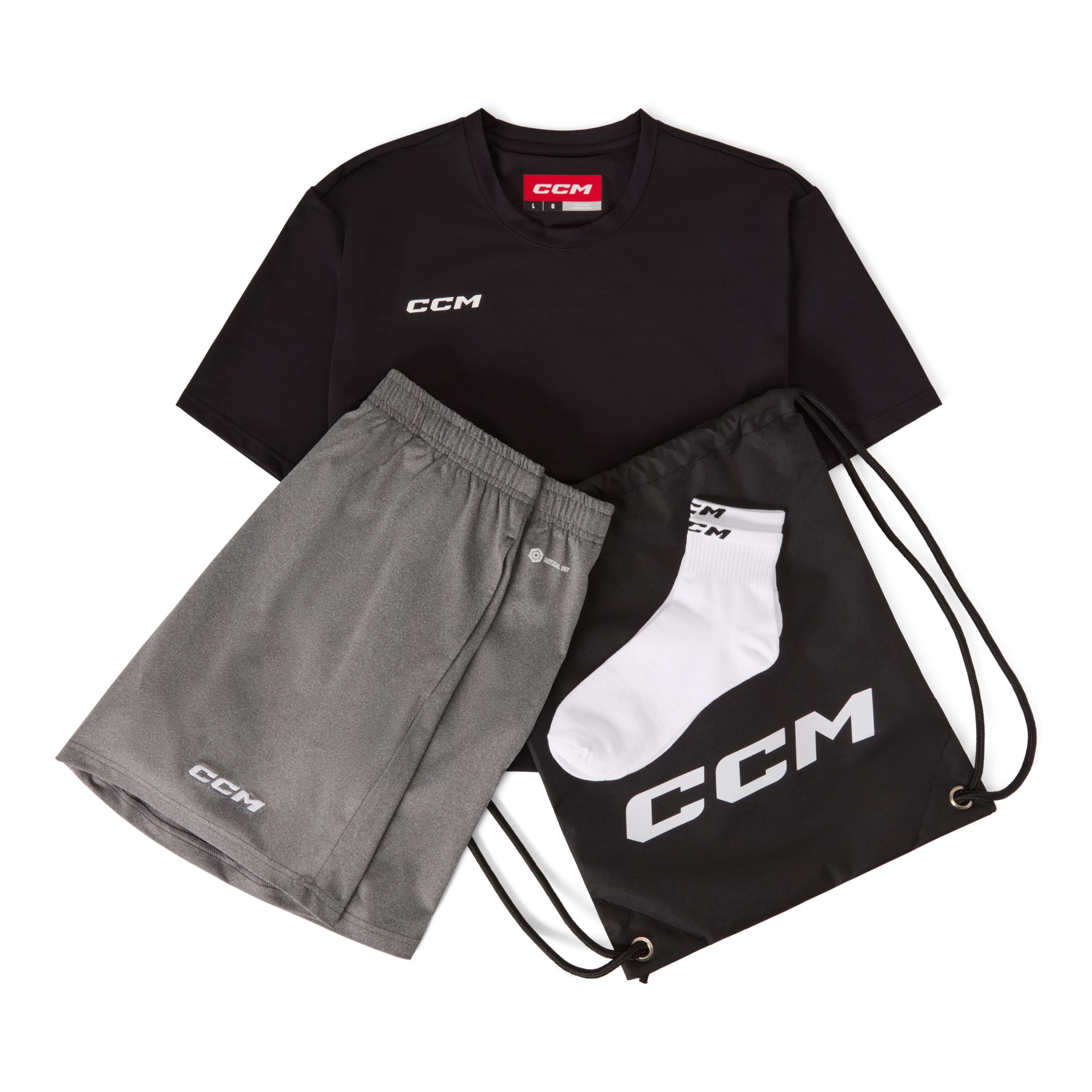 The CCM Dryland Kit 2025 SR is a specialized training set designed for hockey players to enhance their off-ice workouts. This kit includes essential apparel and accessories tailored for comfort and performance during training sessions.