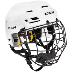CCM Tacks 210 SR Hockey Helmet With Cage (L, White)
